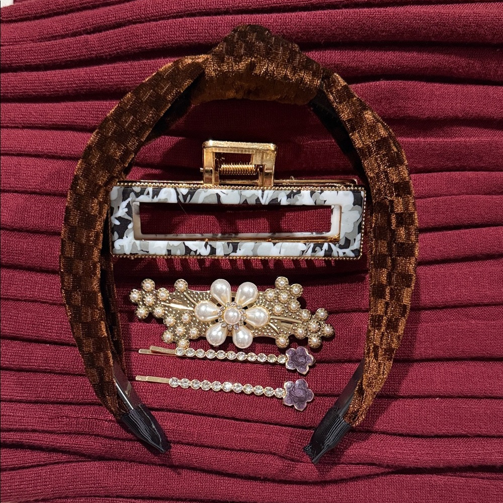 Elegant Brown and Gold Hair Accessory Set
